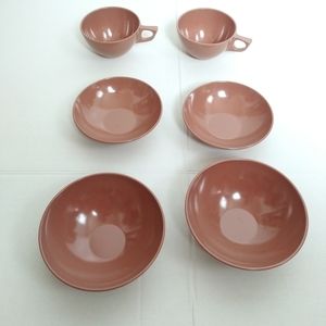 Melmac Chicago Vintage 6 Pcs Plastic Dishes Brown
